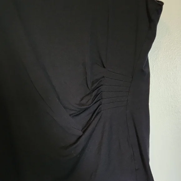 Armani Collezioni Soft Women's Luxury Black Ruched Sleeveless Viscose Tank Top - Picture 3 of 4